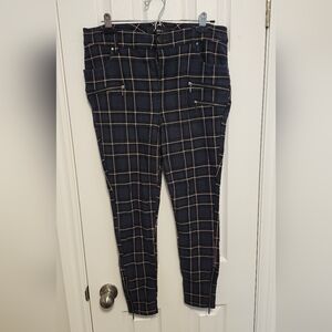 Torrid Blue Plaid Pants with Zipper Detail